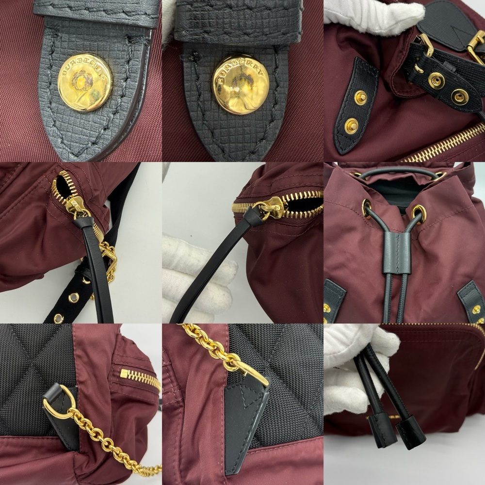 Authentic Burberry Burgundy nylon backpack - Picture 14 of 16